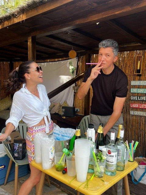 Mojitos being made at the drinks table