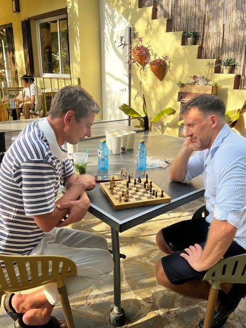 Two guests playing chess